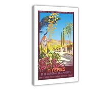 ZJIXAOSD Hyeres Et Le Littoral Des Maures, France Vintage Travel Poster Canvas Art Wall Decor Posters Home Bar Restaurant Garage Cafe Logo Gift 24x36inch(60x90cm)