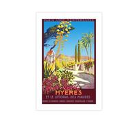ZJIXAOSD Hyeres Et Le Littoral Des Maures, France Vintage Travel Poster Canvas Art Wall Decor Posters Home Bar Restaurant Garage Cafe Logo Gift 16x24inch(40x60cm)