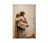ZJIXAOSD Jesus Hugs Girl And Leaves Modern Christianity 2 Canvas Wall Art Posters And Prints Room Aesthetic Bedroom Office Decor 12x18inch(30x45cm)