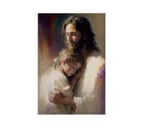 ZJIXAOSD Jesus Hugs Girl Modern Christianity 1 Canvas Modern Poster Wall Art Prints Paintings Living Room Bedroom Decor 12x18inch(30x45cm)
