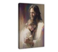 ZJIXAOSD Jesus Hugs Girl Modern Christianity 1 Canvas Modern Poster Wall Art Prints Paintings Living Room Bedroom Decor 24x36inch(60x90cm)