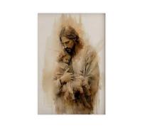 ZJIXAOSD Jesus Hugs Girl Modern Christianity Canvas Wall Art Posters And Prints Room Aesthetic Bedroom Office Decor 12x18inch(30x45cm)