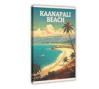 ZJIXAOSD Kaanapali Beach Travel Maui Beach Villas Hawaii Canvas Art Wall Decor Posters Home Bar Restaurant Garage Cafe Logo Gift 16x24inch(40x60cm)