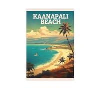 ZJIXAOSD Kaanapali Beach Travel Maui Beach Villas Hawaii Canvas Modern Poster Wall Art Prints Paintings Living Room Bedroom Decor 24x36inch(60x90cm)