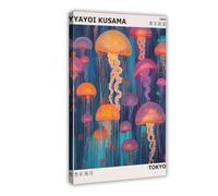 ZJIXAOSD Yayoi Kusama's Jellyfish Art Creates A Bold And Vibrant Japanese Bedroom Canvas Wall Art Posters And Prints Room Aesthetic Bedroom Office Decor 16x24inch(40x60cm)