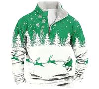 ZJKESDIOAW Christmas Jumper 2025 Christmas Jumpers for Men Funny Christmas Sweater Xmas Jumper Men's Sweatshirt 3D Printed Long Sleeved Hoodies Warm Pullover Winter Clothes A-green