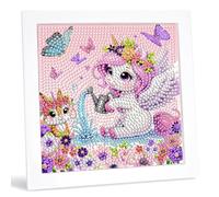 ZJKUBOIS Diamond Painting Unicorn Children, 5D DIY Diamond Painting Set with Frame, Diamond Painting Pictures Arts Craft Home Decor, Gift for Girls from 4-6-8 Years (15 x 15 cm)