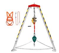 ZJKXJH Adjustable Confined Space Rescue Kit with Safe Belt, 2600lbs Winch Tripod Equipment for Firefighting/Cellar/Sewerage/Well, Aluminum Safety Self-Locking Device Tripods Hoist
