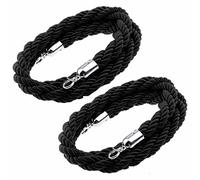 ZJKXJH Black VIP Stanchion Rope 0.5/0.6/0.9/1/1.2/1.5/2/2.5/3m Long, Portable Crowd Control Ropes with Silver/Gold Hook, for Indoor & Outdoor Queue Partition (Color : Silver Hooks, Size : 50cm/20in)