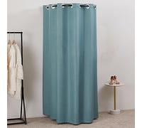 ZJKXJH Dressing Room Curtain Rod with Curtains, Metal U-shaped Wall Mounted Privacy Partition/Room Divider, Fitting Room Bathroom Show Backstage Shower Pole (Color : Blue, Size : 80cm/31.5in)
