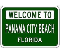 ZJLVMF Metal Signs Panama City Beach, Florida - USA Welcome to Sign - Heavy Duty - 8X12 Tin Parking Sign