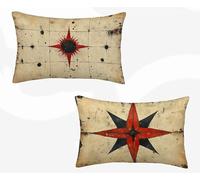 ZJNBBDOU Rectangle Cushion Covers Red Cushion Covers 12x20in Set of 2, Waterproof Linen Throw Pillow Dream Pattern Design with Invisible Zipper Home Accessories Sofa Pillows for Home Decor -zjn2602U2