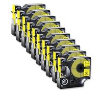 ZJNWTVUH 10PK Compatible Flexible Nylon Labels For 12mm Printers Black On Yellow
