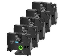 ZJNWTVUH 5 Pack Non Laminated Black On Clear Stencil Tape 24mm X 3M Compatible With Label Printers PT300 And Ste 151 Cartridges