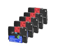 ZJNWTVUH 5Pcs 12mm TZe-231 Tz-631 Tze431 Tz131 047inch Label Tapes Works With Label Printers Compatible Label Maker Ribbon US Shipping(Black on Red)