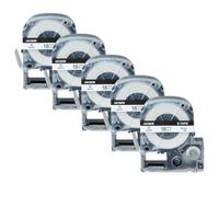 ZJNWTVUH Compatible 5 Pack Label Tape 12mm For Label Makers Black On White Tape For Various Label Works(5PK Black on White)