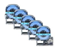 ZJNWTVUH Compatible 5 Pack Label Tape 12mm For Label Makers Black On White Tape For Various Label Works(5PK Black on Blue)