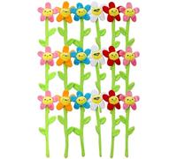ZJoey 18 Pcs Plush Smile Flower Stuffed Bendable Stems Plush Bouquet Toy Soft Floral 12.6 Inch for Graduation 2025 Mother's Day Valentines Day Girl Girlfriend Wife Family and Friends(Cute Style)