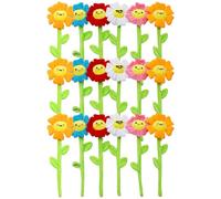 ZJoey 18 Pcs Plush Smile Flower Stuffed Bendable Stems Plush Bouquet Toy Soft Floral 12.6 Inch for Graduation 2025 Mother's Day Valentines Day Girl Girlfriend Wife Family and Friends(Elegant Style)
