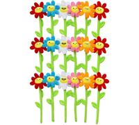 ZJoey 18 Pcs Plush Smile Flower Stuffed Bendable Stems Plush Bouquet Toy Soft Floral 12.6 Inch for Graduation 2025 Mother's Day Valentines Day Girl Girlfriend Wife Family and Friends(Lovely Style)
