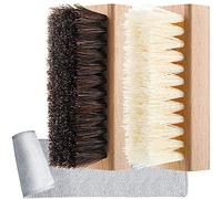 ZJoey 2 Pcs Sneaker Shoe Cleaner Brush Set Include Boar Cleaning Brush and Plastic Bristles Shoe Clean Brush with Microfiber Cloth(PP Nylon and Horsehair)