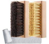 ZJoey 2 Pcs Sneaker Shoe Cleaner Brush Set Include Boar Cleaning Brush and Plastic Bristles Shoe Clean Brush with Microfiber Cloth(Boar and Horsehair)
