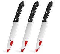 ZJoey 3 Pack Retractable Fake Knife Toy Retractable Knife Halloween Props Fake Plastic Blades for Halloween April Fool's Party(3 Bloody Knifes)