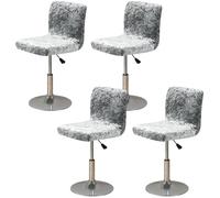 ZJQJRMB Velvet Bar Stool Covers with Backs,Soft Pub Chair Slipcover with Elastic Bottom Removable Bar Stool Slipcovers for Dining Room Cafe Bar-Grey||4 PCS