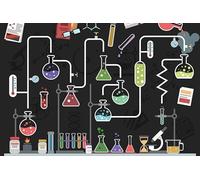ZJRBJB 10x8ft Cartoon Fun Science Party Decorations Backdrop Chemistry Lab Laboratory Poster Background Magic Chemical Experiments Kids Room Lab Mad Scientist Birthday Party Banner Photo Booth