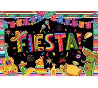 ZJRBJB 10x8ft Fiesta Mexican Backdrop Carnival Cinco De Mayo Party Decorations Background Colorful Striped Flag Guitar Cactus Music Party Newborn Birthday Cake Table Banner Photo Booth