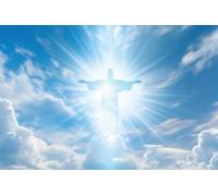 ZJRBJB 10x8ft God Bless Baptism Party Decorations Backdrop Mi Bautizo Blue Sky Holy Background First Communion Jesus Christ Lord Pray Religious Wedding Baby Shower Banner Photo Booth