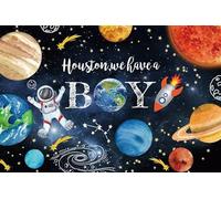 ZJRBJB 10x8ft Houston We Have a Boy Decorations Backdrop Baby Shower Party Outer Space Rocket Astronaut Planets Star Solar System Background Birthday Party Banner Polyester Fabric