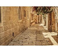 ZJRBJB 10x8ft Old Narrow Street Jerusalem Decorations Backdrop Religious Bible Stone Wall City The Old Sunshine Cave Backdrop Israel Church Prayer Background Holy Land Birthday Banner Photo Booth