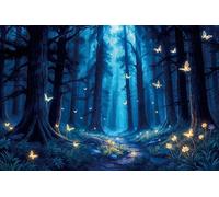 ZJRBJB 10x8ft Tropical Enchanted Forest Jungle Decorations Backdrop Rainforest Fairy Tales Path Blue Wonderland Background Fantasy Butterfly Magical Plant Birthday Party Banner Photo Booth