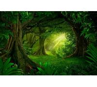 ZJRBJB 10x8ft Tropical Green Forest Jungle Decorations Backdrop Fairy Tales Enchanted Wild Rainforest Plant Background Wonderland Tree Summer Camping Wedding Newborn Baby Shower Banner Photo Booth