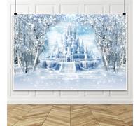 ZJRBJB 8x6ft Winter Forest Castle Backdrop Frozen Ice Castle Snow World Wonderland Photography Background for Winter Christmas Holiday Frozen Kids Newborn Baby Princess Birthday Party
