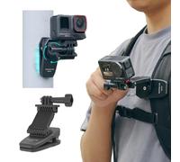 ZJRXM Magnetic Backpack Holder for DJI Action 5 Pro Accessories, Adjustable Backpack Clip Holding Stand for Insta360 X5/X4/Go 3S/Ace, Stretchable, Foldable, Quick Release