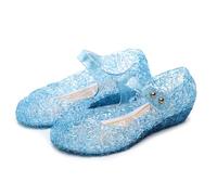 ZJstyle Girls' Princess Shoes Mary Jane Dance Shoes Girls Dress Up Shoe Kids Cinderella Shoe Frozen Elsa Princess Flats Jelly Shoes Snow Queen Princess Sandals for Party Cosplay Birthday Blue