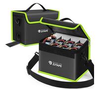 ZJTAPE Lipo Safe Bag, Fireproof, Explosion-Proof Battery Storage Box, Large Storage Space, Adjustable Battery Bag (Black, Green)