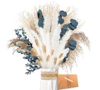 ZJTAPE Pampas Grass Dried Natural Dried Flowers - Eucalyptus Dried and Lagurus Deco, Bunny Tails Dried Flower Bouquet Crafting, for Wedding, Table Living Room, Vases Boho, Home Decor