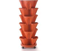 ZJTBDATG 6 x Strawberry Planter Stackable Planter Vertical Tower Garden Planter Strawberry Planter Indoor Outdoor Planters Garden Tower Herb Planter for Growing Vegetables Succulents,C,5pcs