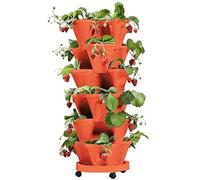 ZJTBDATG Vertical Planter 6 Tier Stackable Planters Garden Tower Planters Strawberry Herb Flower and Vegetable Planter Indoor Outdoor Gardening Pots with Removable Wheels,D,6pcs