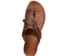 ZJTBDATG Women's Orthopedic Sandals Summer Clip Toe Leather Flat Sole Sandal Shoes Orthopedic Bunion Corrector Casual Corrector Sandals for Summer Outdoor Hiking Walking Beach Sandals,Brown,6.5 UK