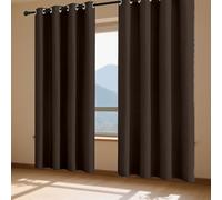 ZJUNLI Blackout Curtains/Grey Curtain Door Curtain 126 x 136 cm Super Soft Texture Eyelet Premium Eyelet Curtains for Bedroom Living Room, Brown