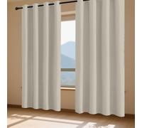 ZJUNLI Blackout Curtains/Grey Curtain Door Curtain 130 x 124 cm Super Soft Texture Eyelet Premium Eyelet Curtains for Bedroom Living Room, Beige
