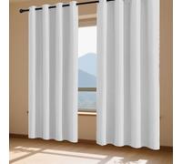 ZJUNLI Blackout Curtains/Grey Curtain Door Curtain 130 x 142 cm Super Soft Texture Eyelet Premium Eyelet Curtains for Bedroom Living Room, White
