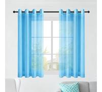 ZJUNLI Sheer Curtains Eyelet 200 x 250 cm Semi Transparent Semi Transparent Eyelet Voile Panels Smooth Elegant for Living Room Kitcken Bedroom, Sky Blue