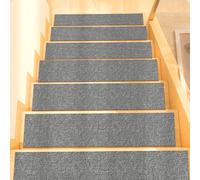 ZJUNLI Stair Treads Non Slip Stair Treads 15x69cm Light Grey | Stair Tread Pads Non-Slip Polyester Surface, Reusable Adhesive Backing And A Cushioned Feel For Indoor Staircases, Suitable