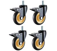 ZJXANMZ caster 4pcs M12 Wheels Heavy Duty 75/100mm Rubber Mute Swivel Castor Wheels With Brake Maximum Load 600lb