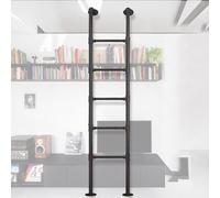 ZJXANMZ Emergency Egress Ladder Black Wrought Iron Basement Window Ladders 4ft 5ft 6ft 7ft 8ft, Wall Mounted Metal Step Ladders for Home Loft High Bed Attic Dorm,Library,(270cm/